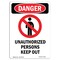 Signmission OSHA Danger Sign, 10" Height, Rigid Plastic, Unauthorized Persons Keep Out, Portrait OS-DS-P-710-V-1598 - alternate 1